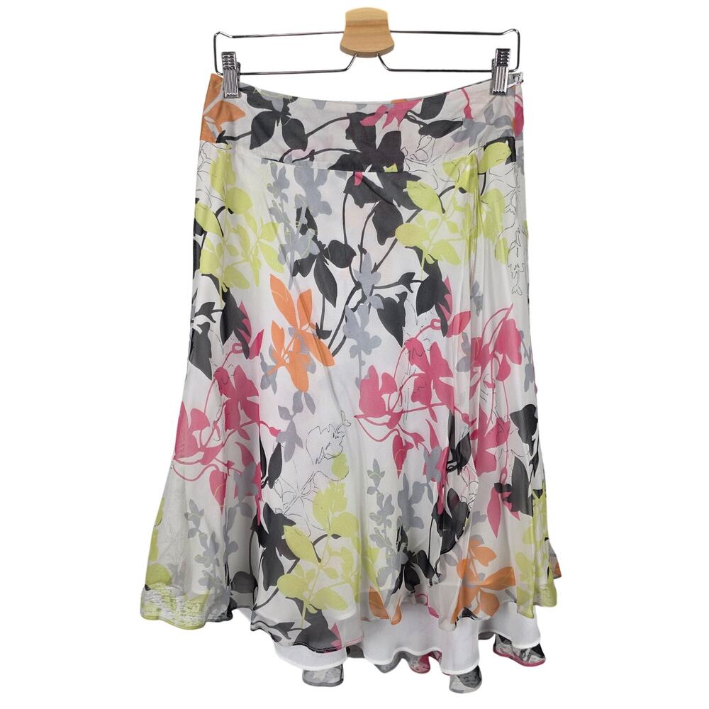 Alfani Silk Floral Midi Skirt NWT 6 Quiet Luxury Spring Wedding Guest Brunch - Picture 2 of 8